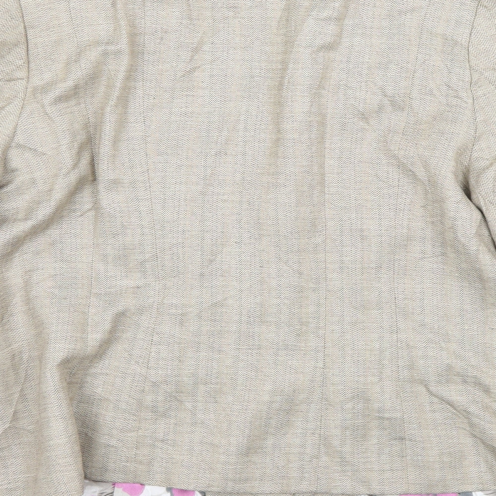 Marks and Spencer Womens Beige Floral Polyester Jacket Blazer Size 18