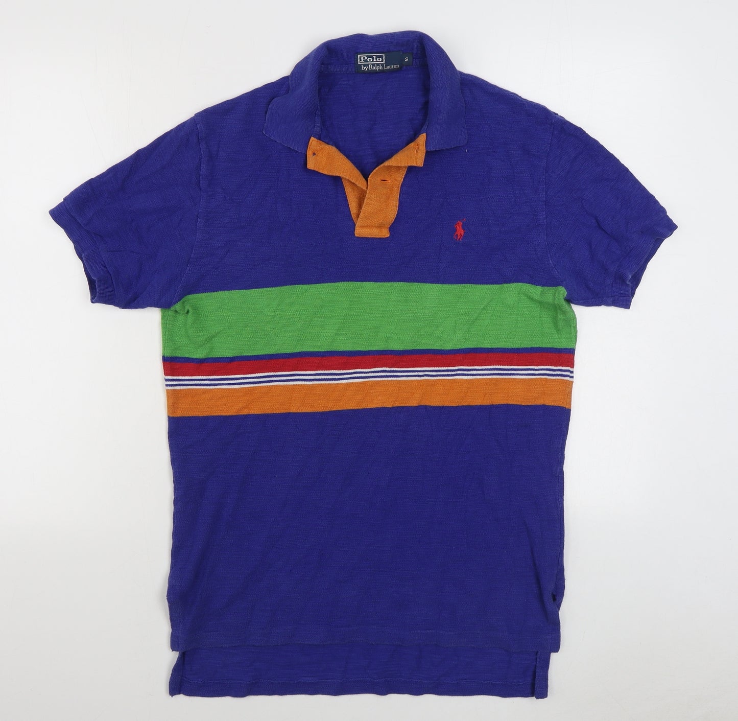 Polo by Ralph Lauren Mens Blue Striped 100% Cotton  Polo Size S Collared Pullover