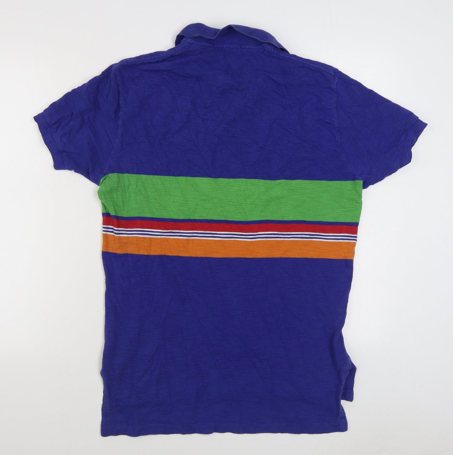 Polo by Ralph Lauren Mens Blue Striped 100% Cotton  Polo Size S Collared Pullover