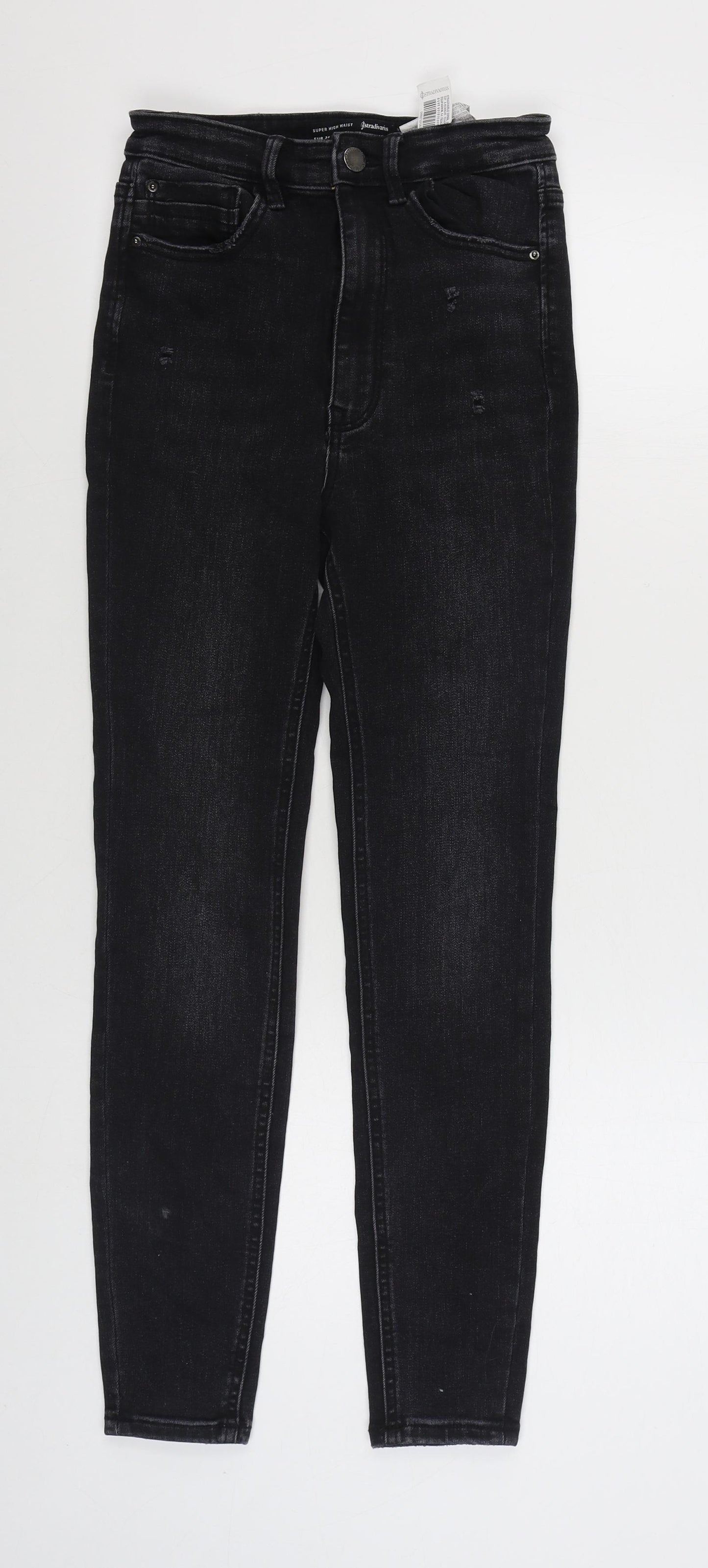 Stradivarius Womens Black  Cotton Skinny Jeans Size 8 L27 in Regular Zip