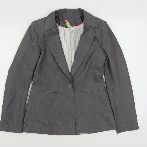Denim & Co. Womens Grey   Jacket Blazer Size 8  Button