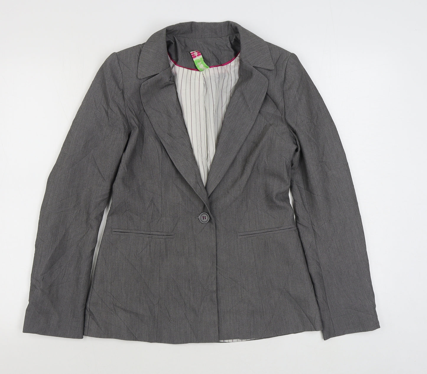 Denim & Co. Womens Grey   Jacket Blazer Size 8  Button