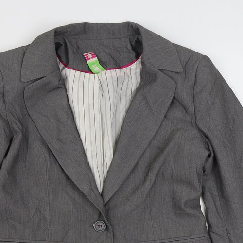 Denim & Co. Womens Grey   Jacket Blazer Size 8  Button