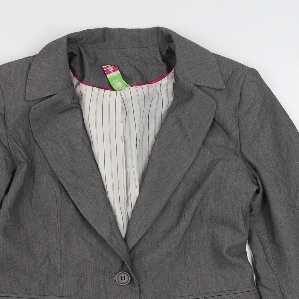 Denim & Co. Womens Grey   Jacket Blazer Size 8  Button