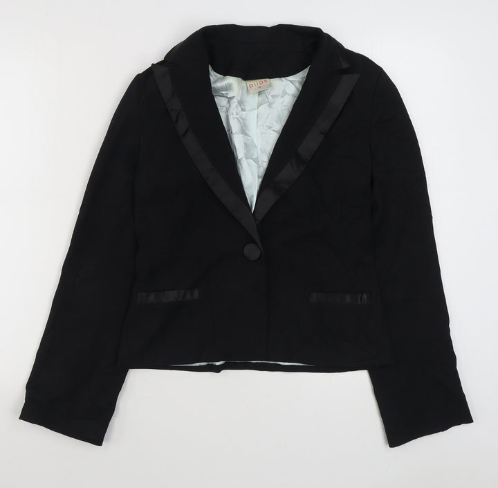 Pilot Womens Black Jacket Blazer Size 12 Button
