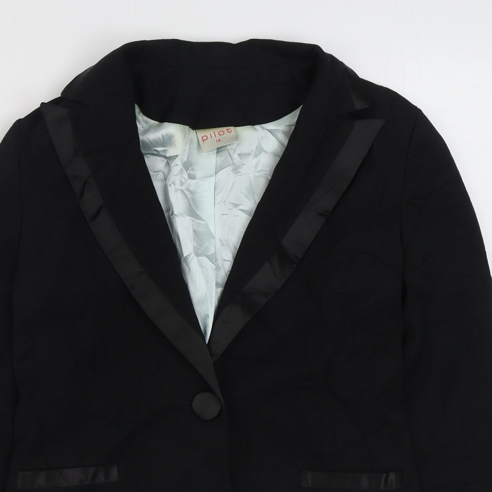 Pilot Womens Black   Jacket Blazer Size 12  Button
