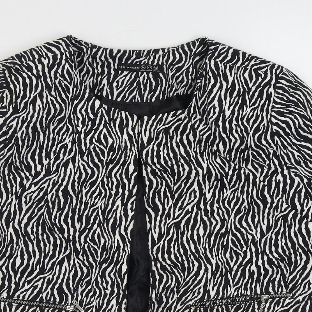 Atmosphere Womens Black Animal Print  Jacket Blazer Size 14