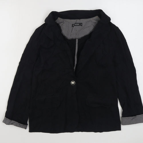 Internacionale Womens Black   Jacket Blazer Size 14  Button