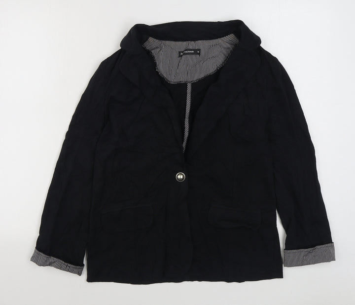Internacionale Womens Black Jacket Blazer Size 14 Button