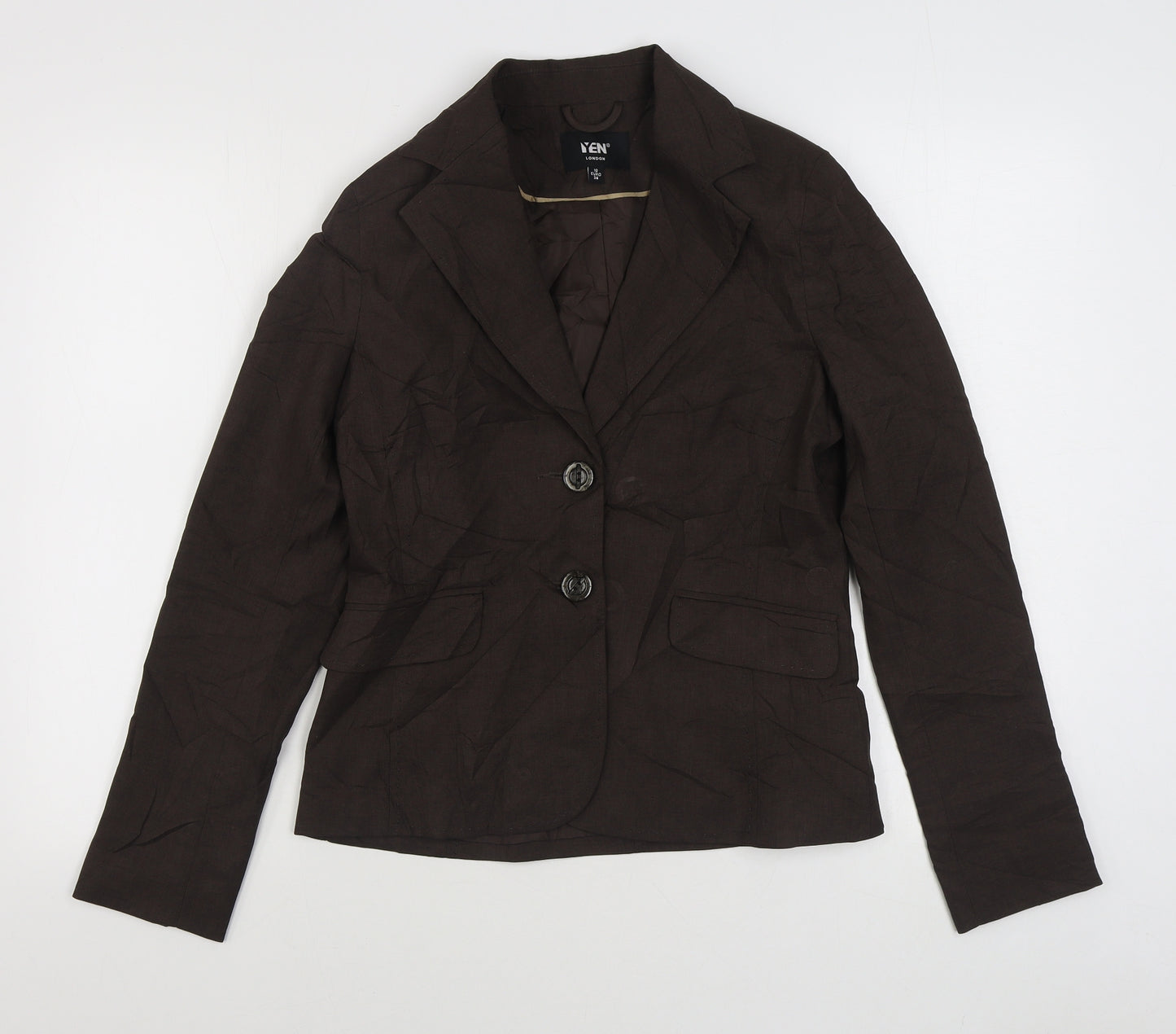 Yen Womens Brown   Jacket Blazer Size 10  Button