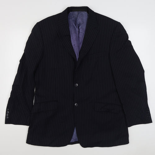 Marks and Spencer Mens Blue Striped Wool Jacket Suit Jacket Size 40