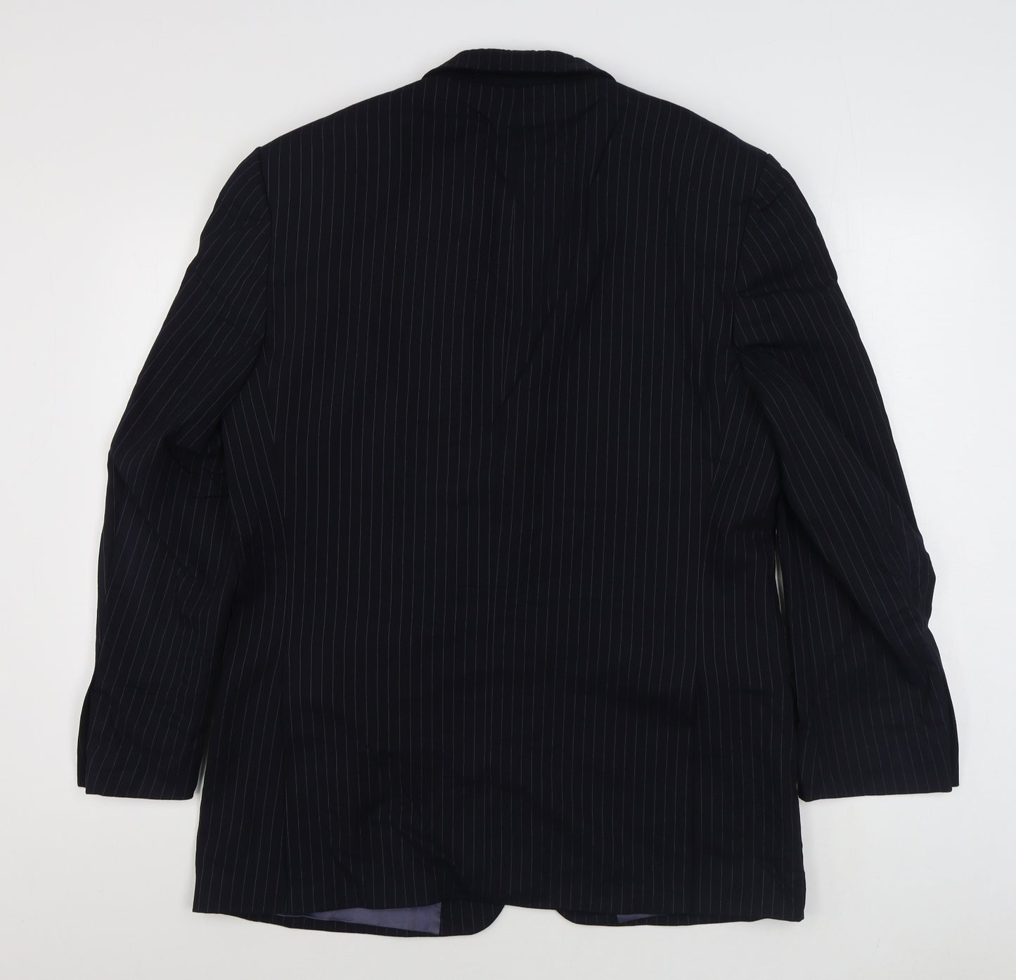 Marks and Spencer Mens Blue Striped Wool Jacket Suit Jacket Size 40
