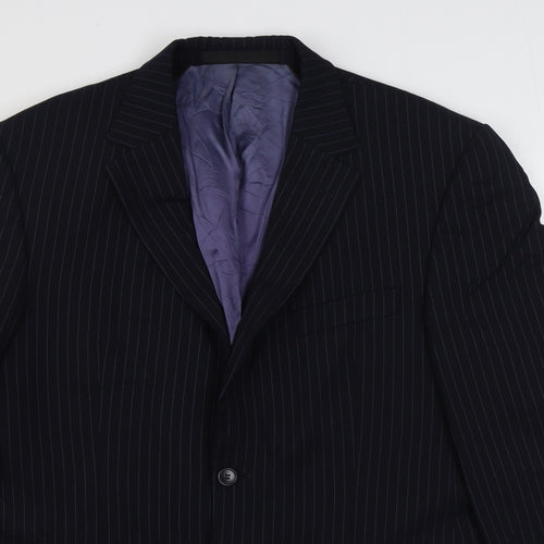 Marks and Spencer Mens Blue Striped Wool Jacket Suit Jacket Size 40