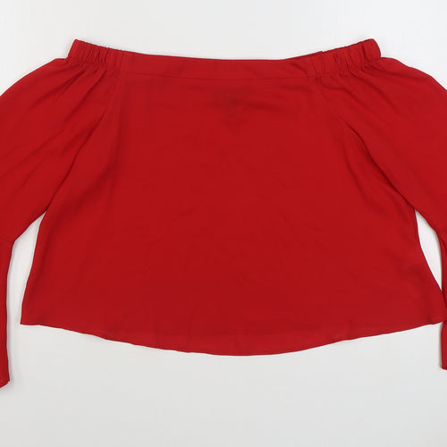 New Look Womens Red  Polyester Basic Blouse Size 10 Off the Shoulder
