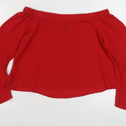 New Look Womens Red  Polyester Basic Blouse Size 10 Off the Shoulder
