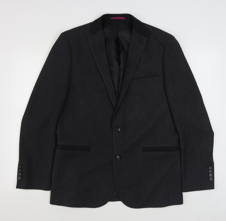Fellini Mens Grey Polyester Jacket Suit Jacket Size 40