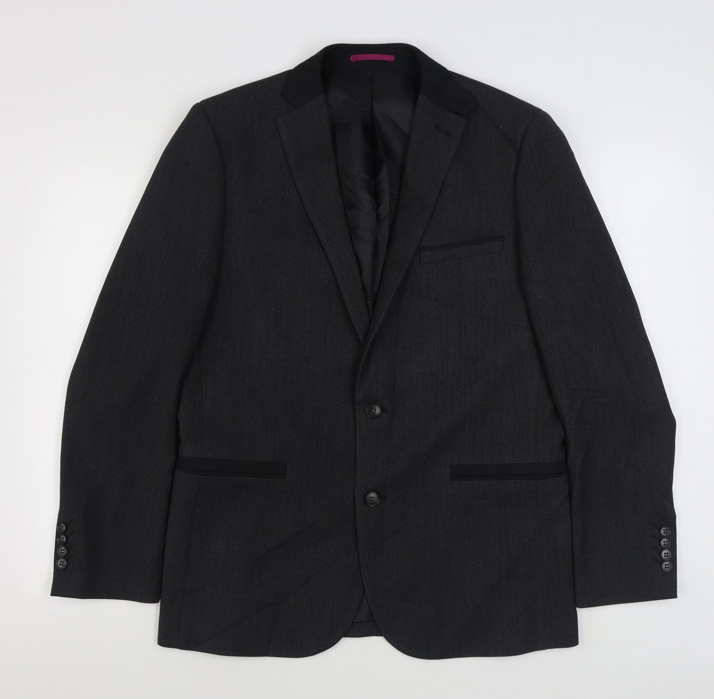 Fellini Mens Grey  Polyester Jacket Suit Jacket Size 40