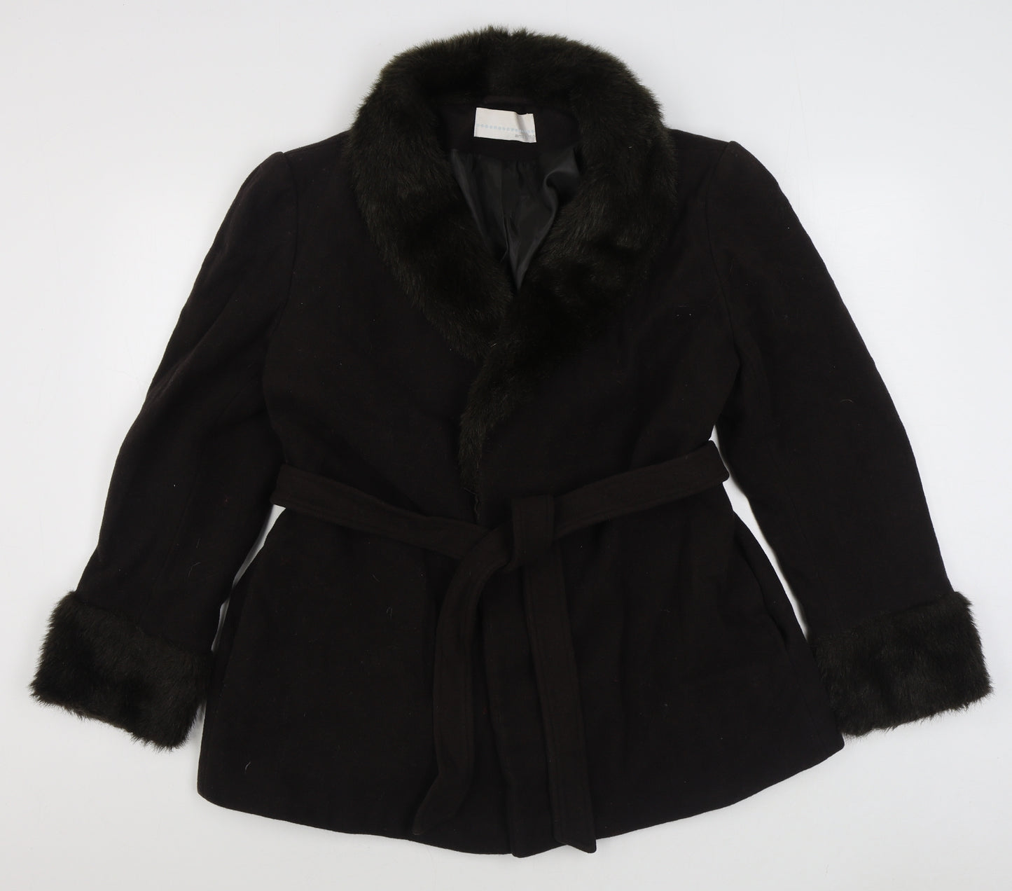 Ameranto Womens Brown   Overcoat Coat Size 16  Tie
