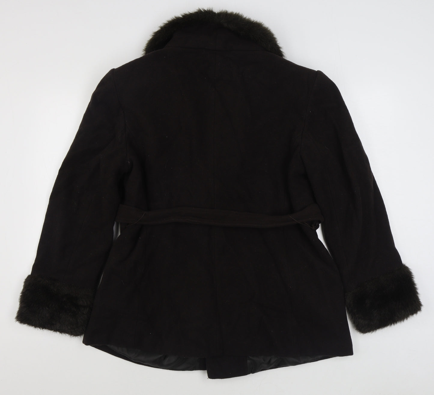 Ameranto Womens Brown   Overcoat Coat Size 16  Tie