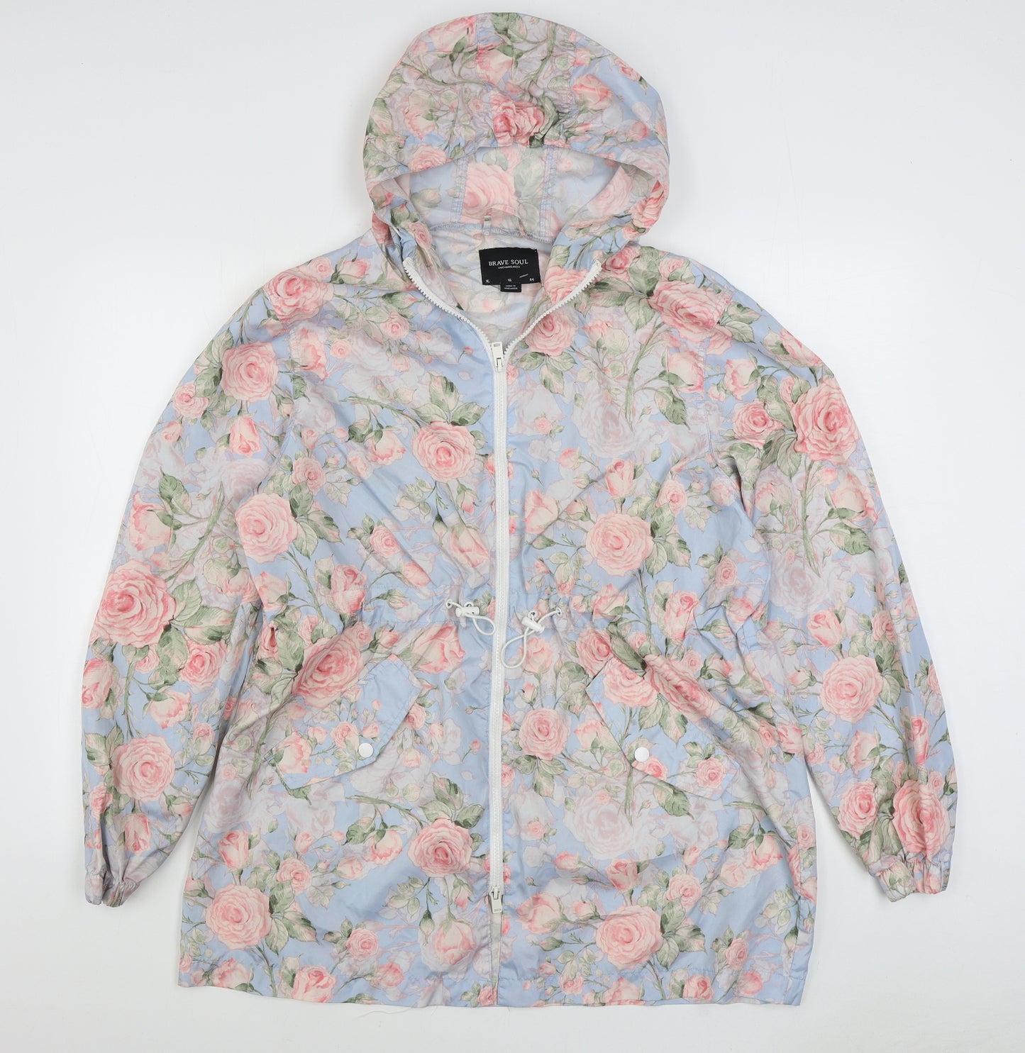 Brave Soul Womens Multicoloured Floral  Rain Coat Coat Size 16  Zip