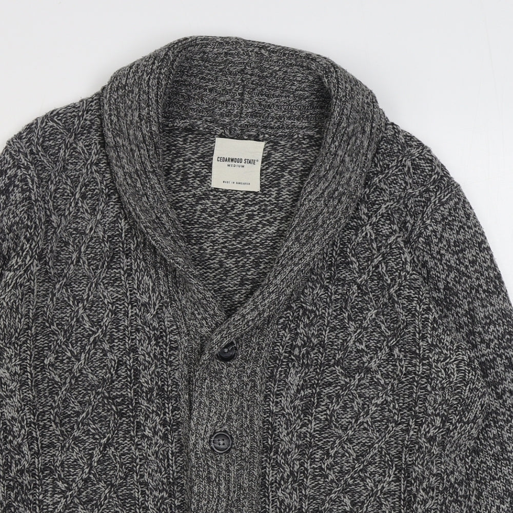 Primark Mens Grey V-Neck  Acrylic Cardigan Jumper Size M