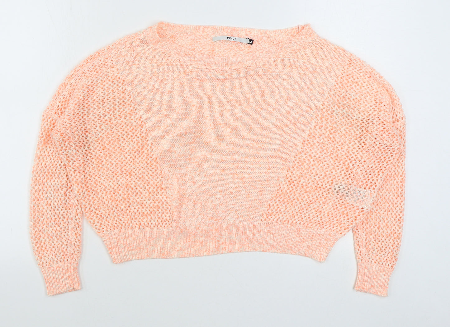 Only Womens Pink Boat Neck  Acrylic Pullover Jumper Size M