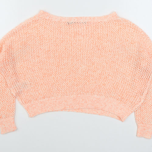 Only Womens Pink Boat Neck  Acrylic Pullover Jumper Size M
