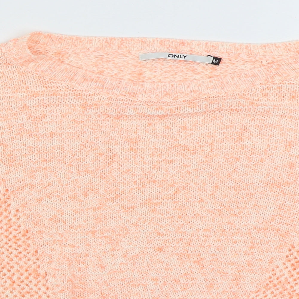 Only Womens Pink Boat Neck  Acrylic Pullover Jumper Size M