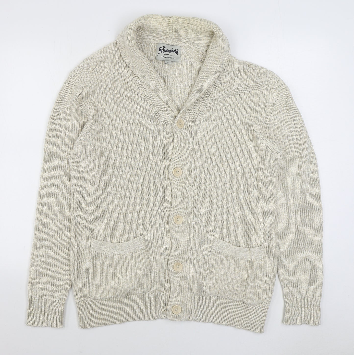 Primark Mens Beige V-Neck  Cotton Cardigan Jumper Size L