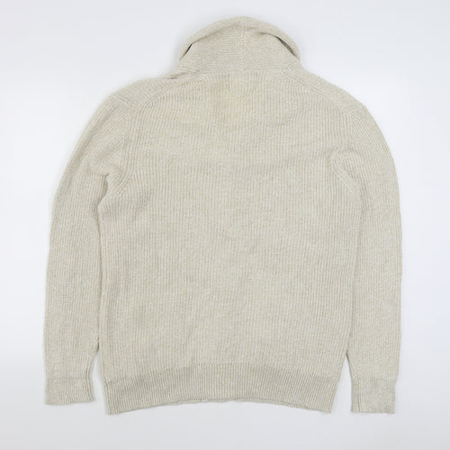 Primark Mens Beige V-Neck  Cotton Cardigan Jumper Size L