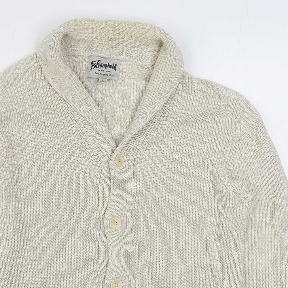 Primark Mens Beige V-Neck  Cotton Cardigan Jumper Size L
