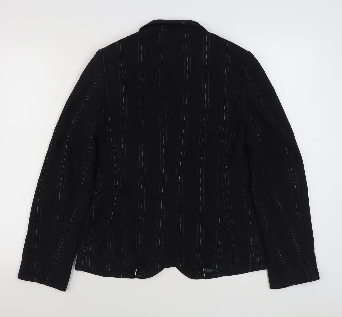 New Look Womens Black Striped  Jacket Blazer Size 12  Button