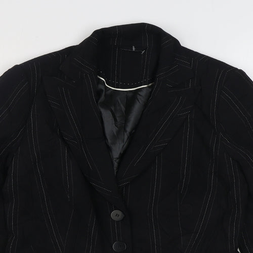 New Look Womens Black Striped  Jacket Blazer Size 12  Button
