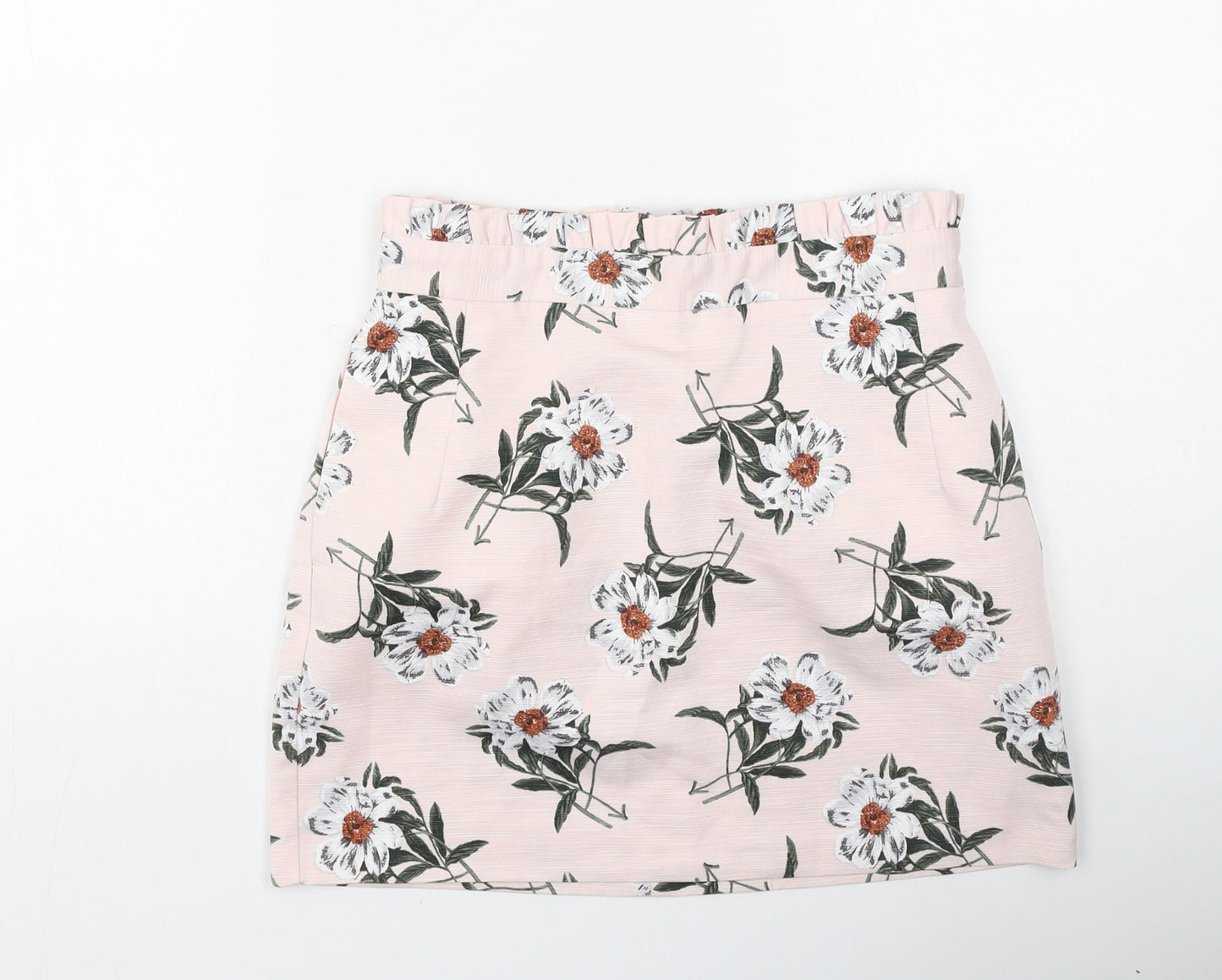 Topshop Womens Pink Floral Polyester Mini Skirt Size 10