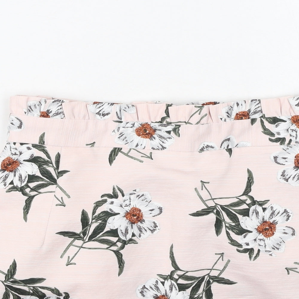Topshop Womens Pink Floral Polyester Mini Skirt Size 10