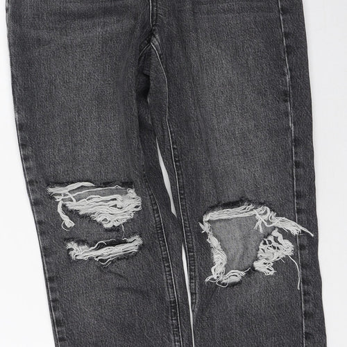 Topshop Womens Grey  Cotton Mom Jeans Size 26 L28 in Regular