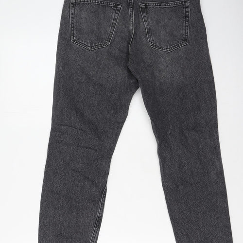 Topshop Womens Grey  Cotton Mom Jeans Size 26 L28 in Regular