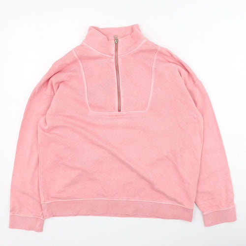 Marks and Spencer Womens Pink High Neck  Cotton Pullover Jumper Size 12
