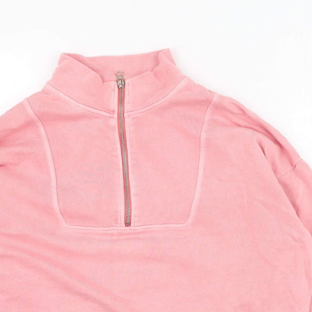 Marks and Spencer Womens Pink High Neck  Cotton Pullover Jumper Size 12