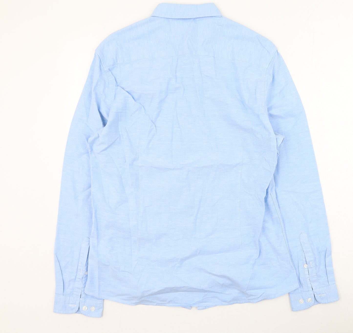 ASOS Mens Blue  Cotton  Button-Up Size L Collared