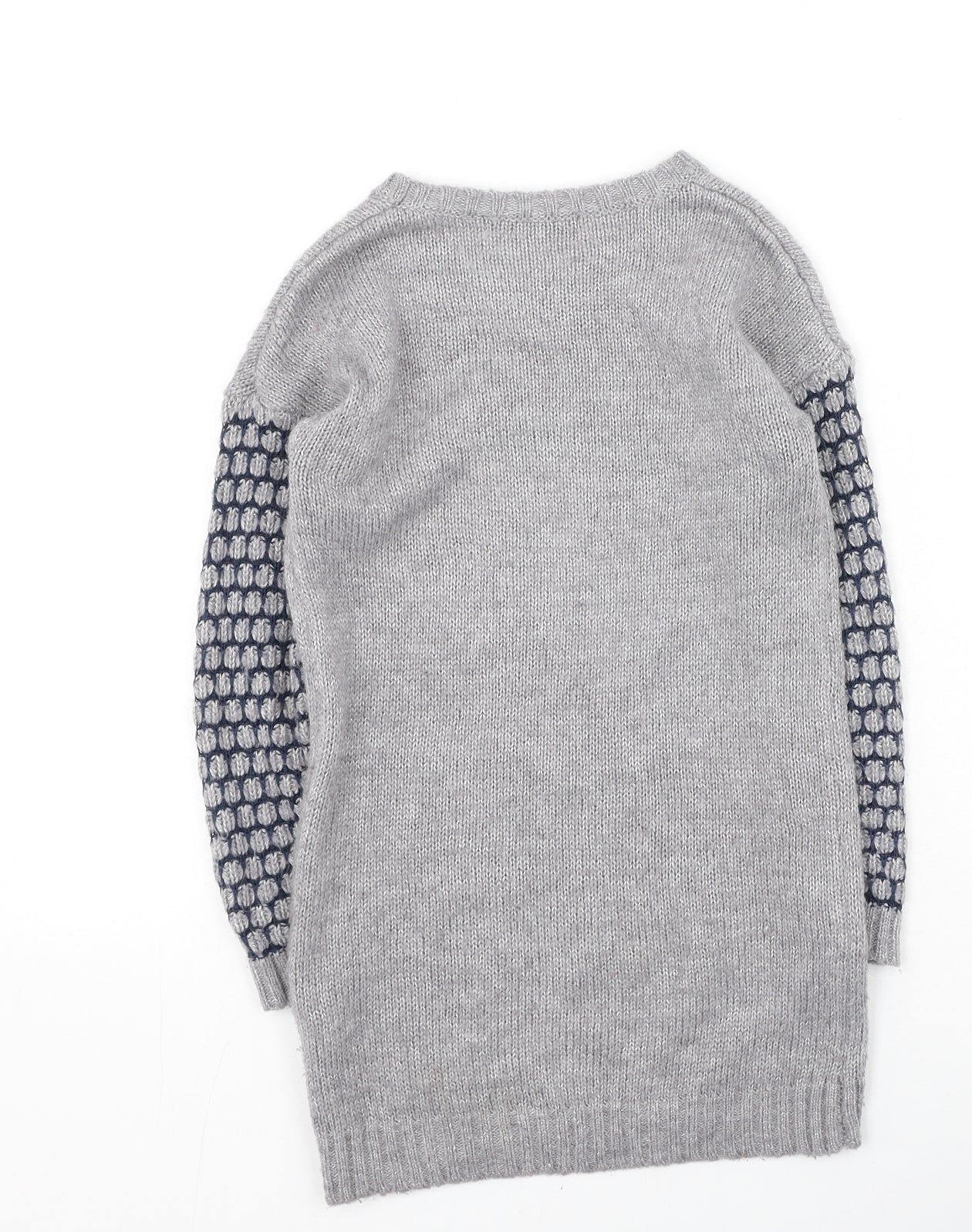 George  Girls Grey Round Neck  Polyester Pullover Jumper Size 6-7 Years   - Christmas Jumper