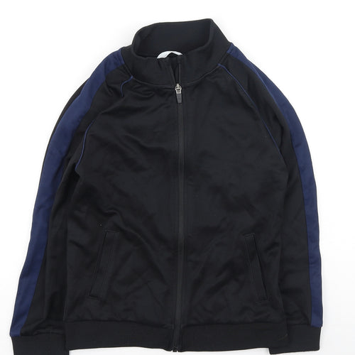 Marks and Spencer Boys Black Round Neck  Polyester Full Zip Jumper Size 9-10 Years