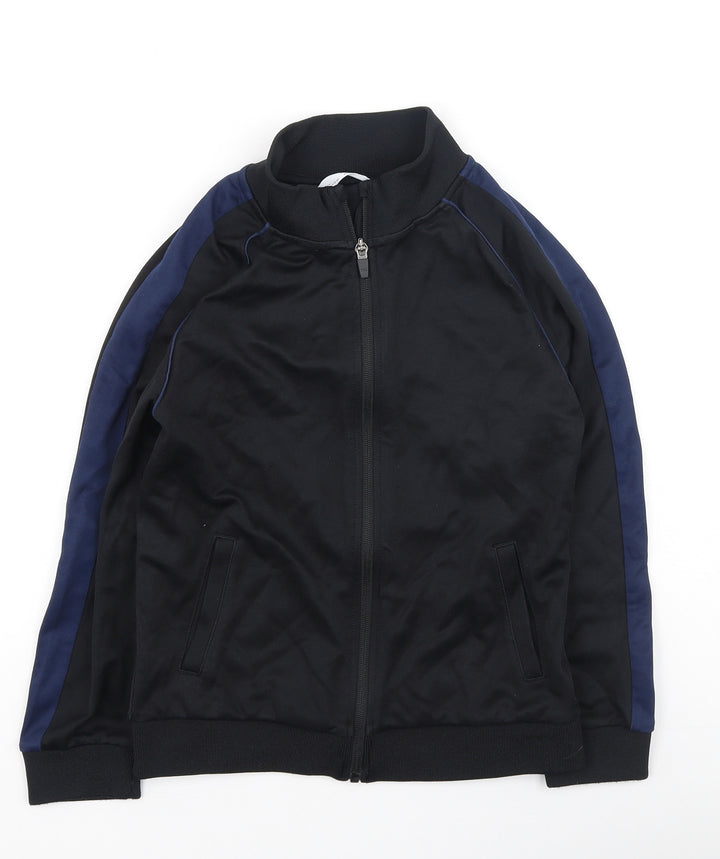 Marks and Spencer Boys Black Round Neck Polyester Full Zip Jumper Size 9-10 Years