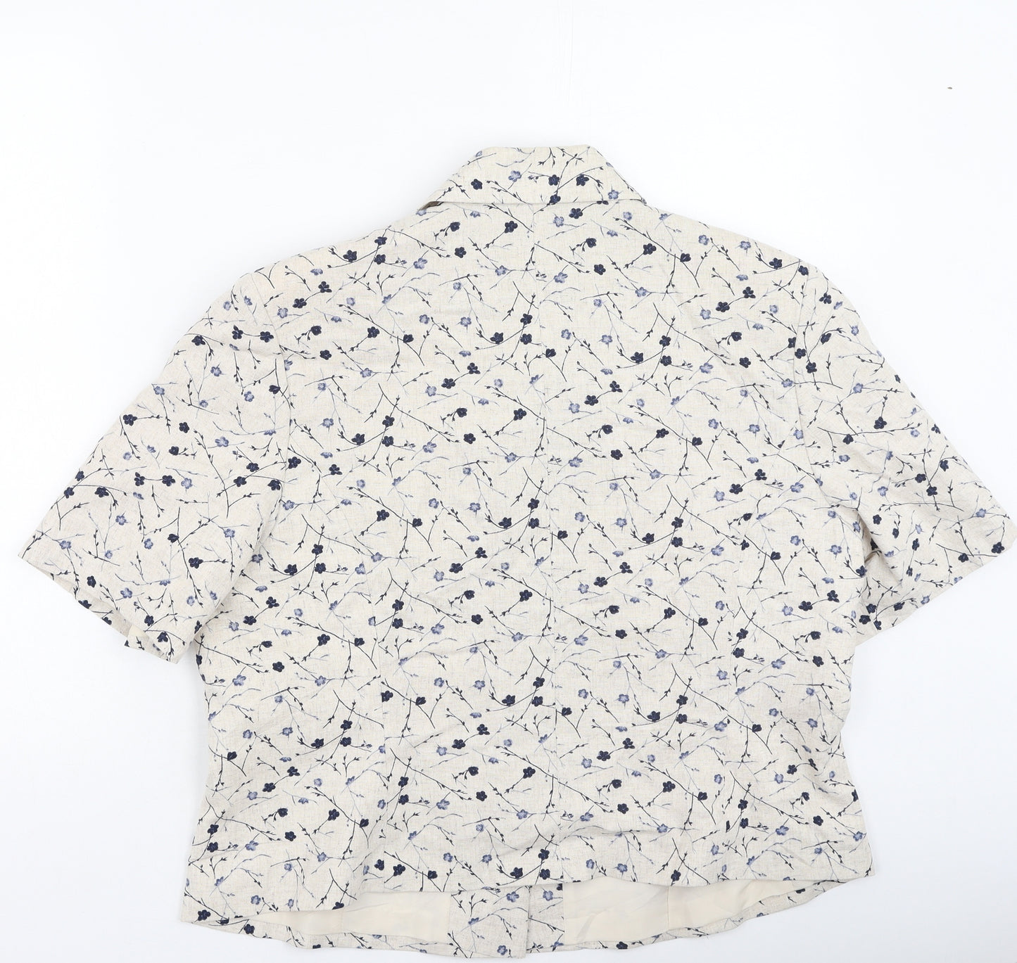 Nightingales Womens Beige V-Neck Floral Viscose Cardigan Jumper Size 16