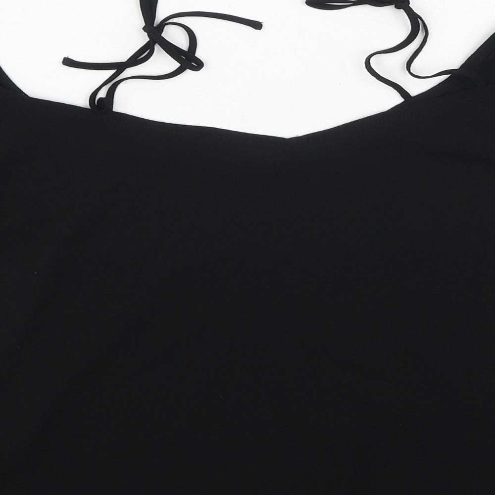 Topshop Womens Black  Polyester Basic Blouse Size 8 Square Neck