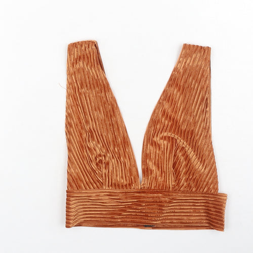 SBetro Womens Orange  Polyester Cropped Tank Size S V-Neck