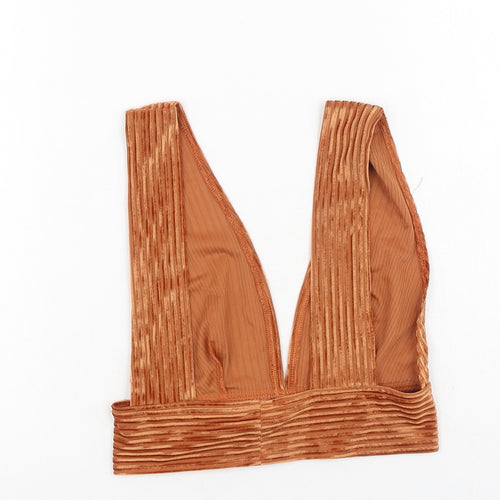 SBetro Womens Orange  Polyester Cropped Tank Size S V-Neck