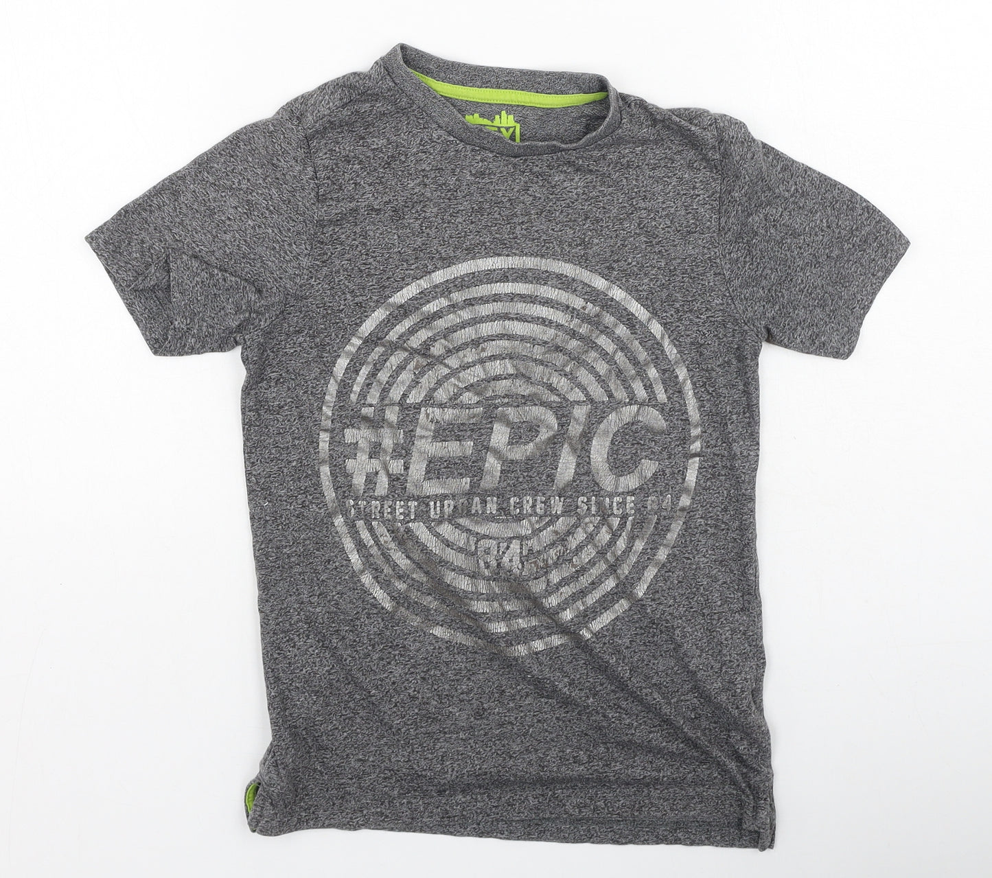 F&F Boys Grey  Polyester Basic T-Shirt Size 7-8 Years Round Neck