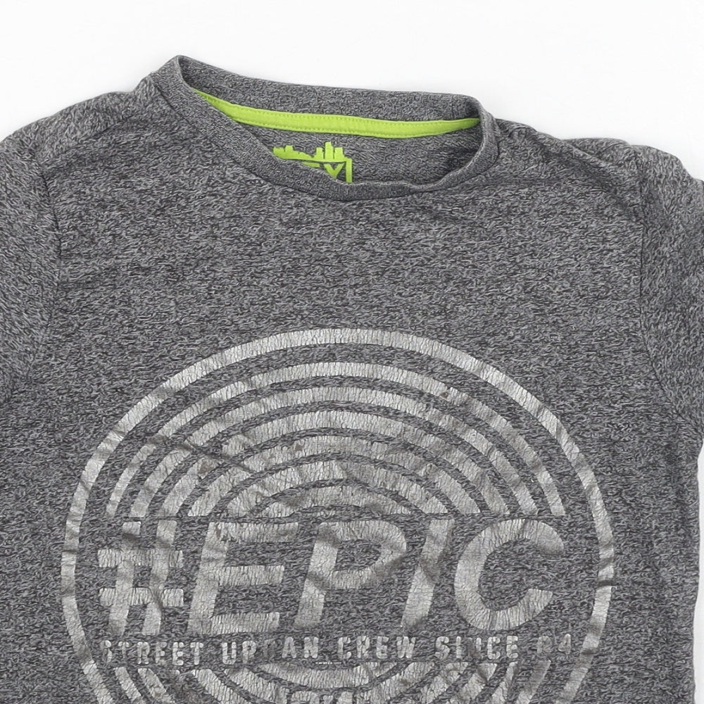 F&F Boys Grey  Polyester Basic T-Shirt Size 7-8 Years Round Neck