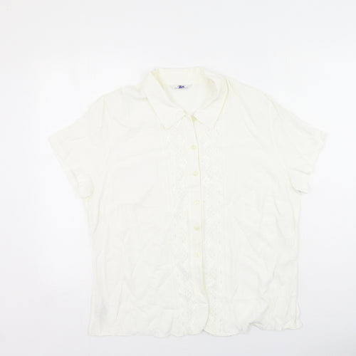 Marks and Spencer Womens Ivory  Polyester Basic Button-Up Size 20 V-Neck
